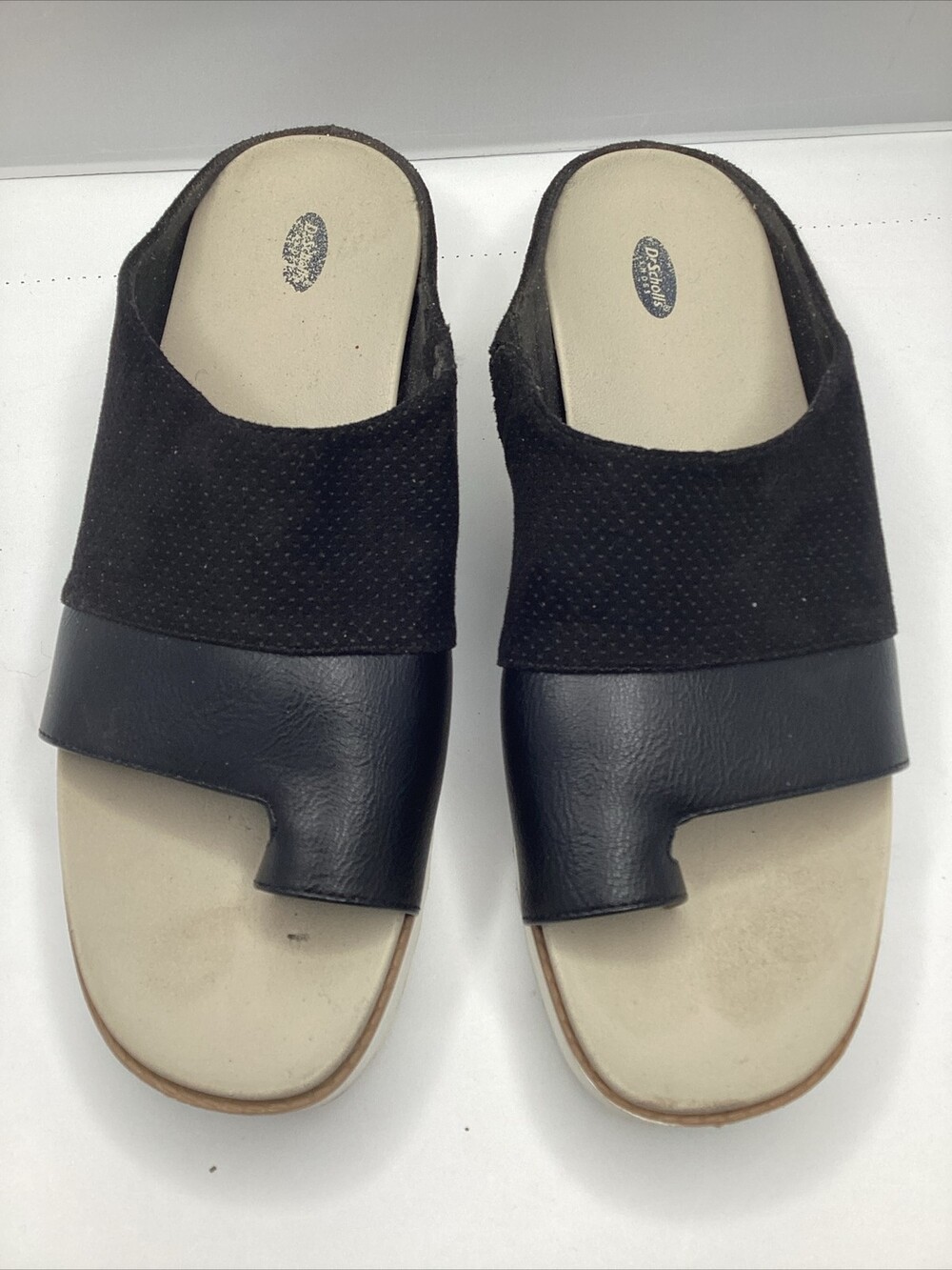 DR SCHOLL'S MORRIS 9.5M Womens Black Toe Strap Comfortable Styli Thong Sandals - Picture 4 of 11